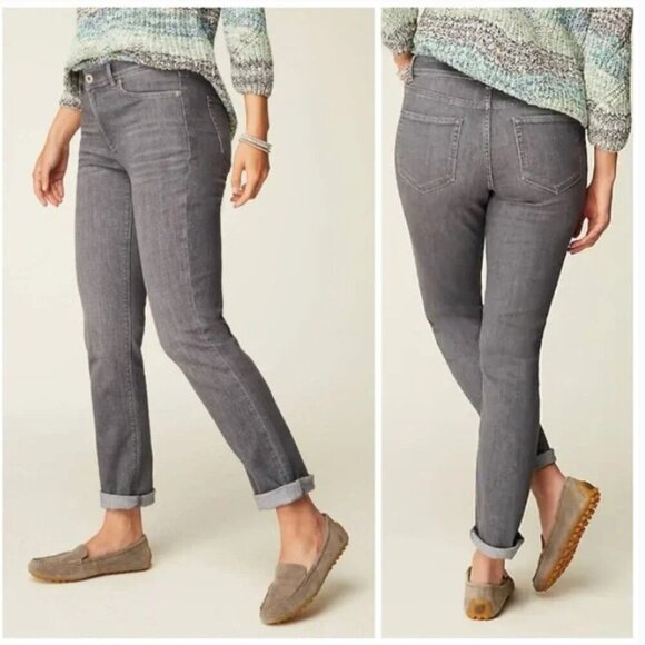 J. Jill Gray Wash Boyfriend Straight Ankle Jean - Size 10 - Picture 1 of 11